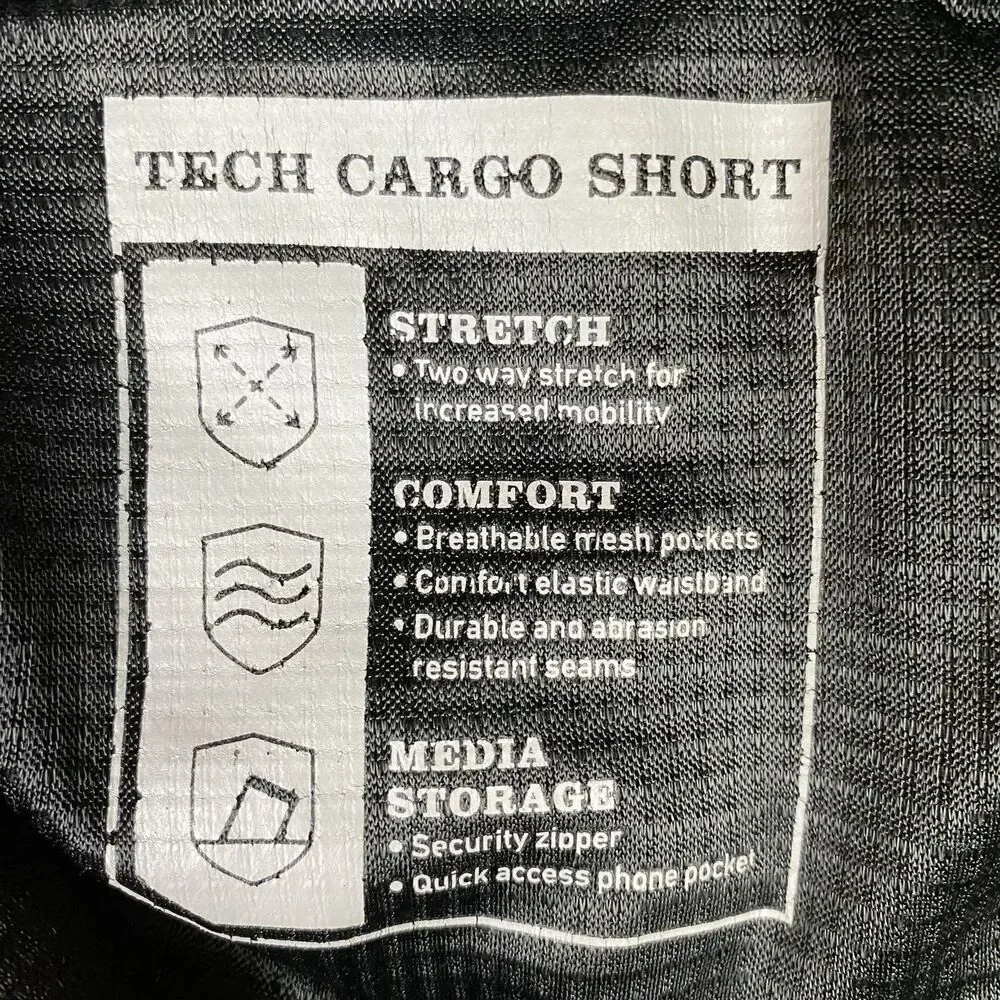 Orvis Tech Cargo Shorts Mens 36 Tan Hiking Outdoor Ripstop Nylon Stretch Media
